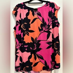 Floral Pink and Orange Women's Top